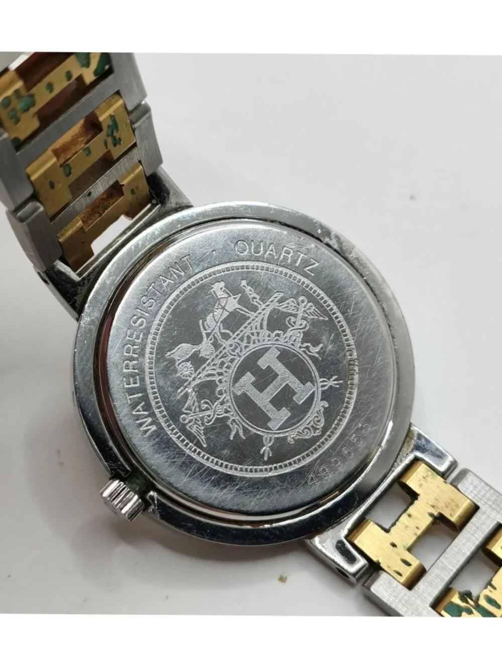 Authentic Vintage Hermes Clipper Two Tone Stainless Steel Quartz Watch
